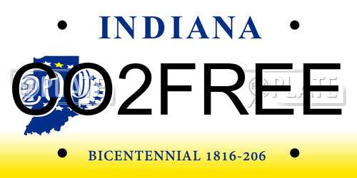 CO2FREE Indiana License Plate
