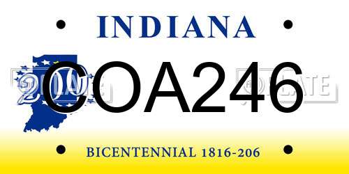 COA246 Indiana License Plate