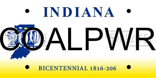 COALPWR Indiana License Plate
