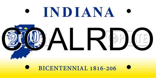 COALRDO Indiana License Plate