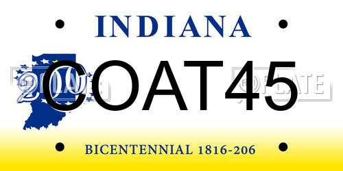 COAT45 Indiana License Plate