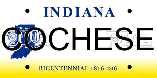 COCHESE Indiana License Plate