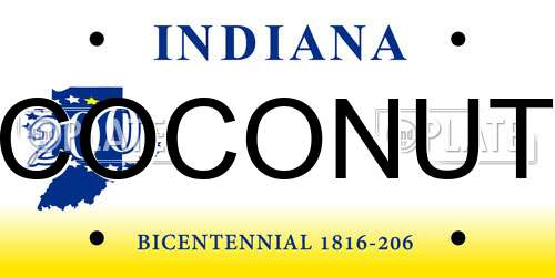 COCONUT Indiana License Plate