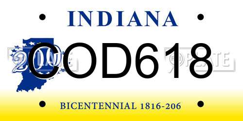 COD618 Indiana License Plate