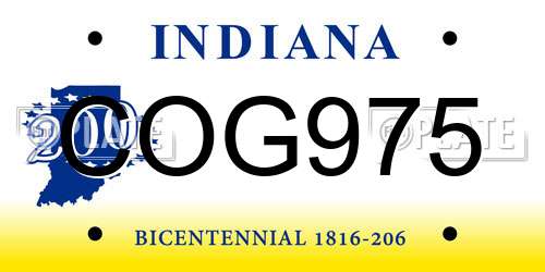 COG975 Indiana License Plate