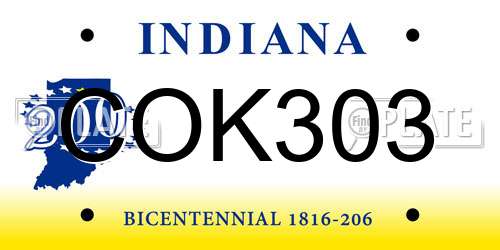 COK303 Indiana License Plate