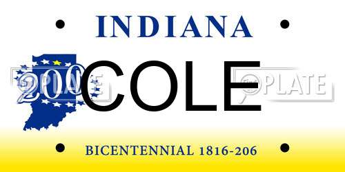 COLE Indiana License Plate