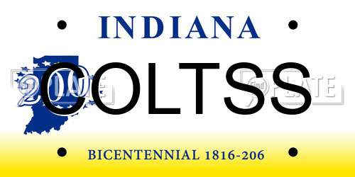 COLTSS Indiana License Plate
