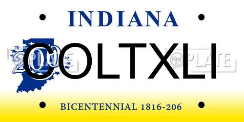 COLTXLI Indiana License Plate