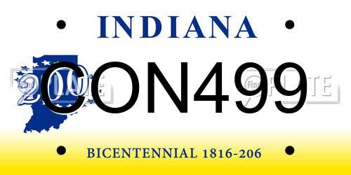 CON499 Indiana License Plate