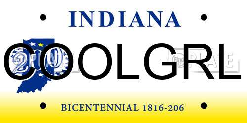 COOLGRL Indiana License Plate