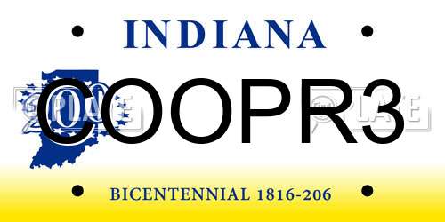 COOPR3 Indiana License Plate