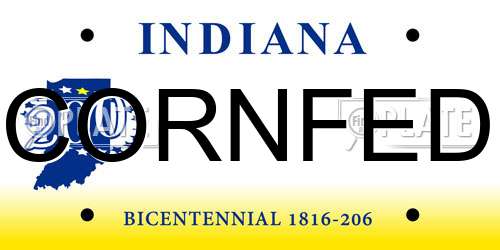 CORNFED Indiana License Plate
