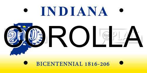 COROLLA Indiana License Plate