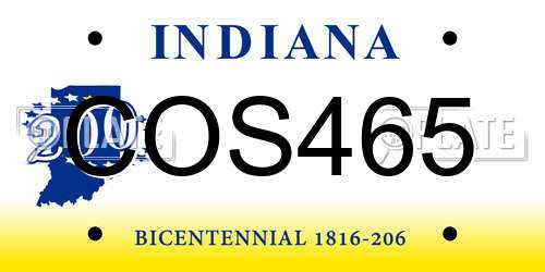 COS465 Indiana License Plate
