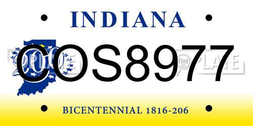 COS8977 Indiana License Plate