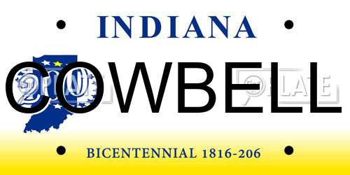 COWBELL Indiana License Plate