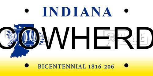 COWHERD Indiana License Plate