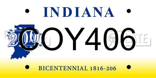 COY406 Indiana License Plate