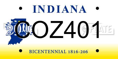 COZ401 Indiana License Plate