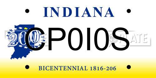 CP0I0S Indiana License Plate