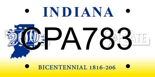 CPA783 Indiana License Plate