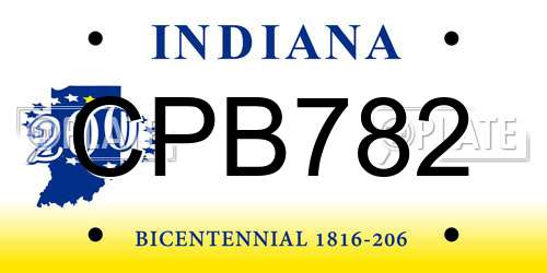 CPB782 Indiana License Plate