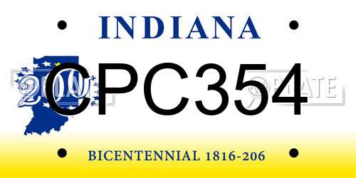 CPC354 Indiana License Plate