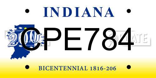 CPE784 Indiana License Plate