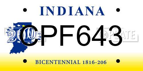 CPF643 Indiana License Plate