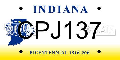 CPJ137 Indiana License Plate