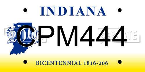 CPM444 Indiana License Plate