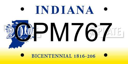 CPM767 Indiana License Plate
