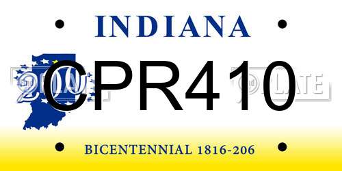 CPR410 Indiana License Plate