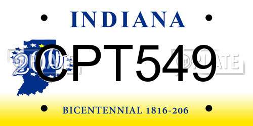 CPT549 Indiana License Plate