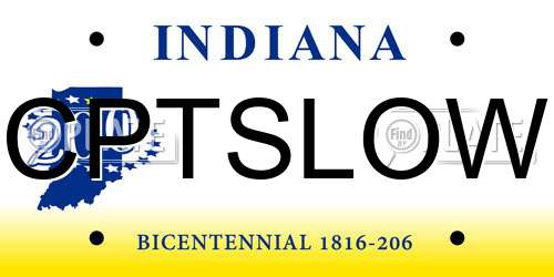CPTSLOW Indiana License Plate