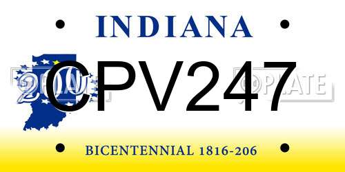 CPV247 Indiana License Plate