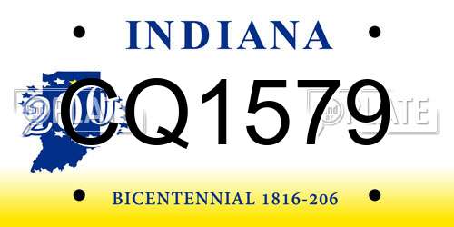 CQ1579 Indiana License Plate