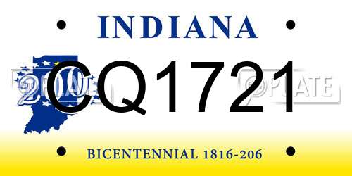CQ1721 Indiana License Plate