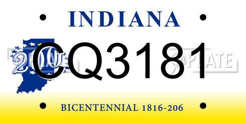 CQ3181 Indiana License Plate
