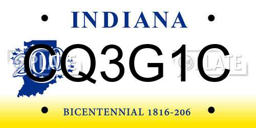 CQ3G1C Indiana License Plate