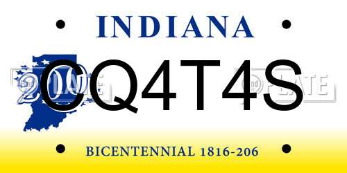 CQ4T4S Indiana License Plate