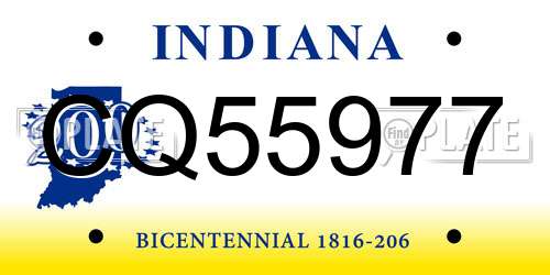 CQ55977 Indiana License Plate