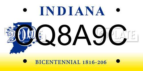 CQ8A9C Indiana License Plate
