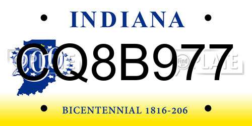 CQ8B977 Indiana License Plate