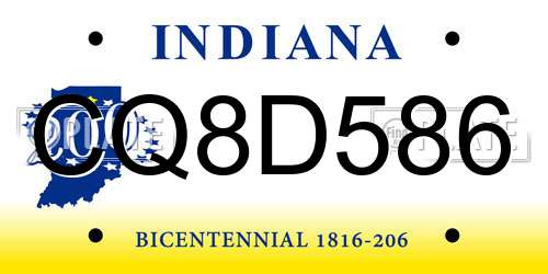 CQ8D586 Indiana License Plate