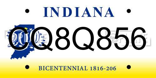 CQ8Q856 Indiana License Plate