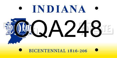 CQA248 Indiana License Plate