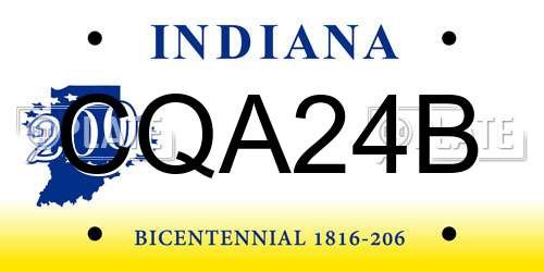 CQA24B Indiana License Plate