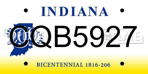 CQB5927 Indiana License Plate